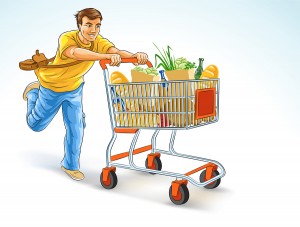 bigstockphoto_Running_Man_With_Shopping_Cart_7006694