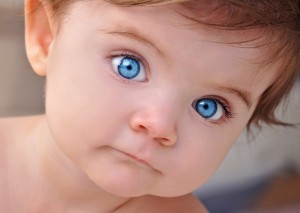 Cute Little Baby Blue Eyes Closeup Portrait